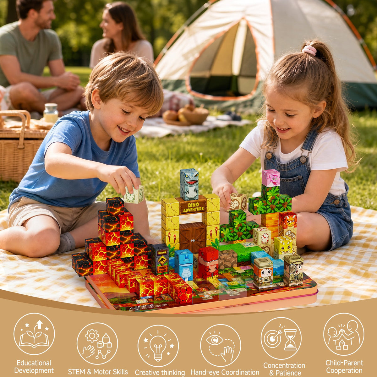100-teiliges Magnetblock-Set Dinosaurier (2 cm) KL-100