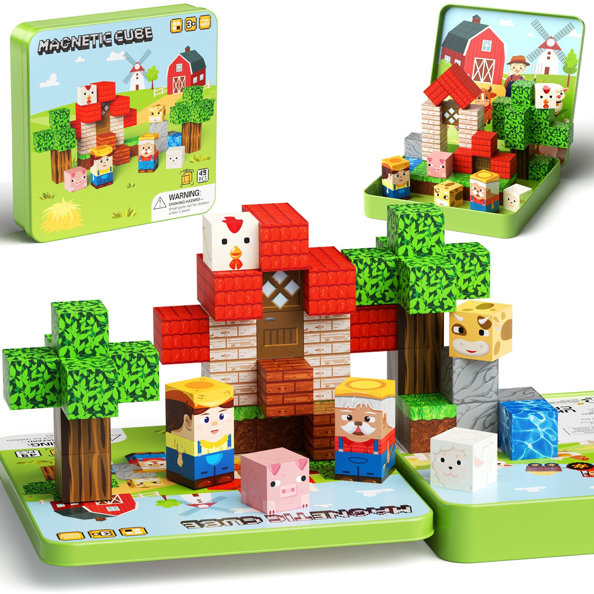 49-teiliges Magnetblock-Set Bauernhoftiere (2 cm) NC-049