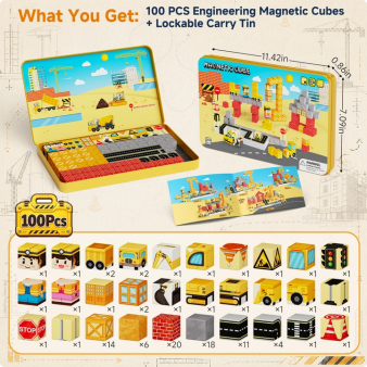 100-teiliges Magnetblock-Reiseset Baustelle GC-100 - Produktansicht 7