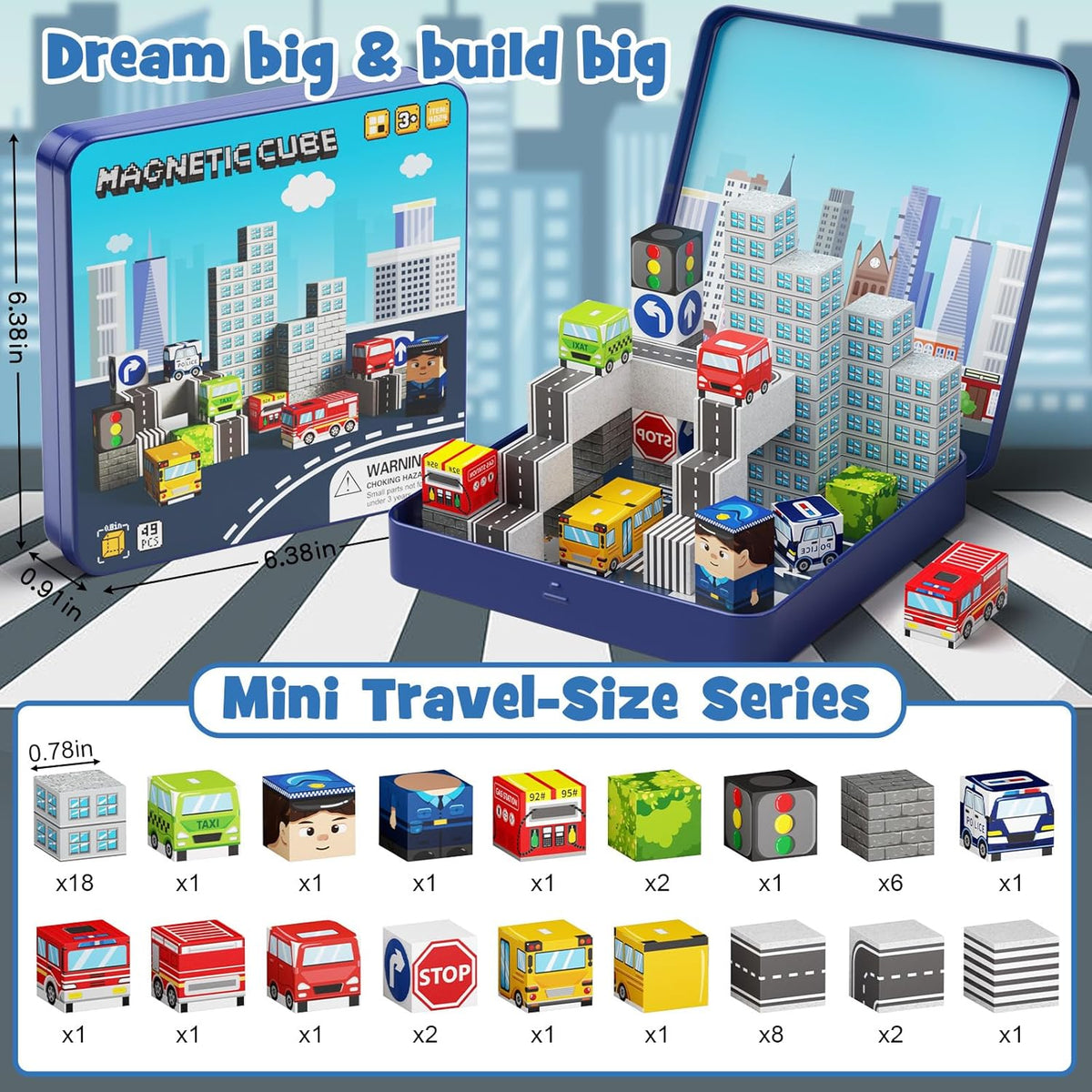 49-teiliges Magnetblock-Set Stadtverkehr (2 cm) CSJT-049