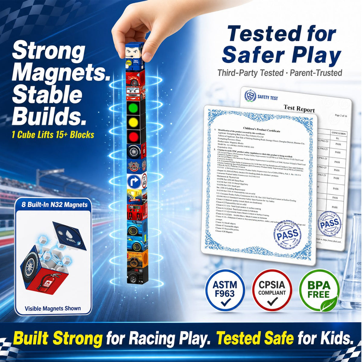 48-teiliges Magnetblock-Set Rennsport (2 cm) SC-048