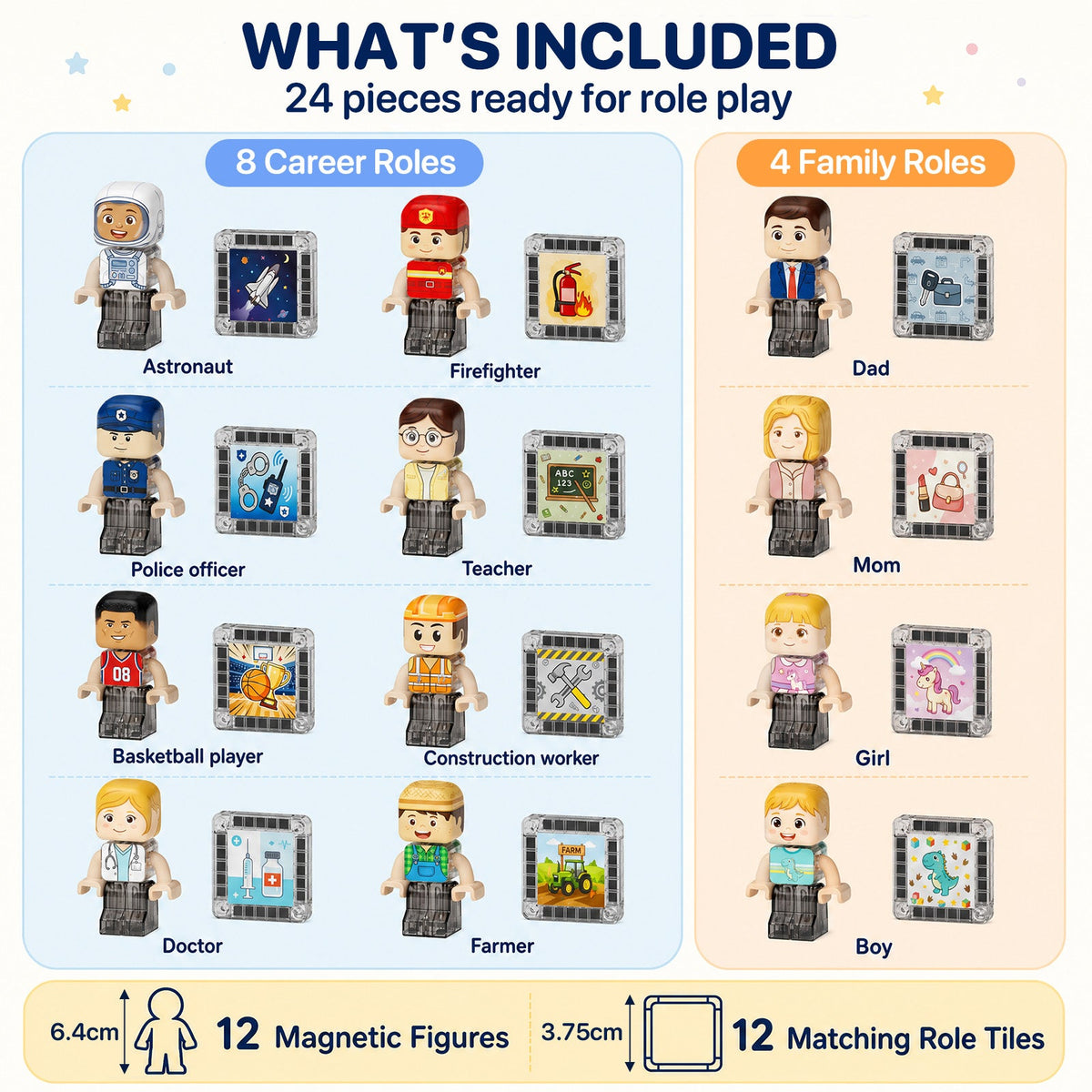 24-teiliges Magnetfiguren-Set Berufe und Familie S1139 - Produktansicht 6