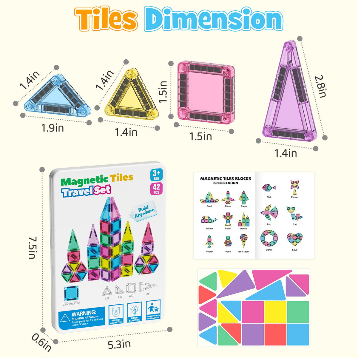 42PCS Magnetic Tiles Set S1099 image 10