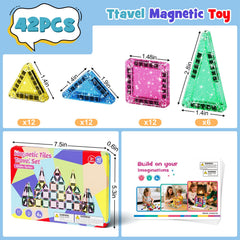 42PCS Glitter Candy Colors Magnetic Tiles Set S1110 image 6
