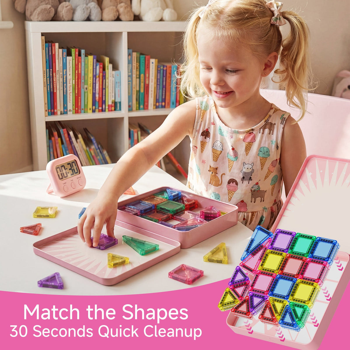 60PCS Candy Colors Magnetic Tiles Set S1115 image 2