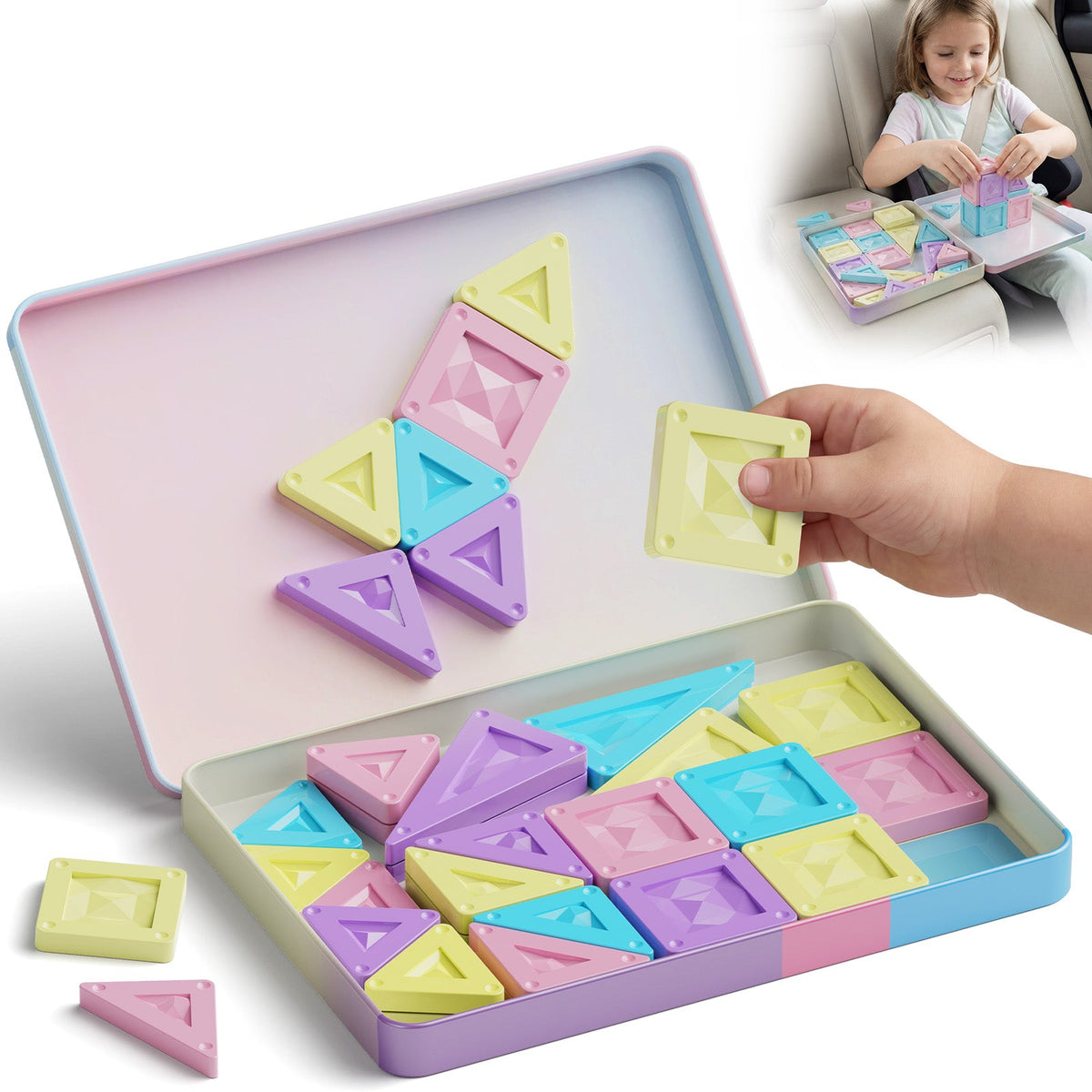 40PCS Macaron Solid Colors Magnetic Tiles Set S1126 image 2