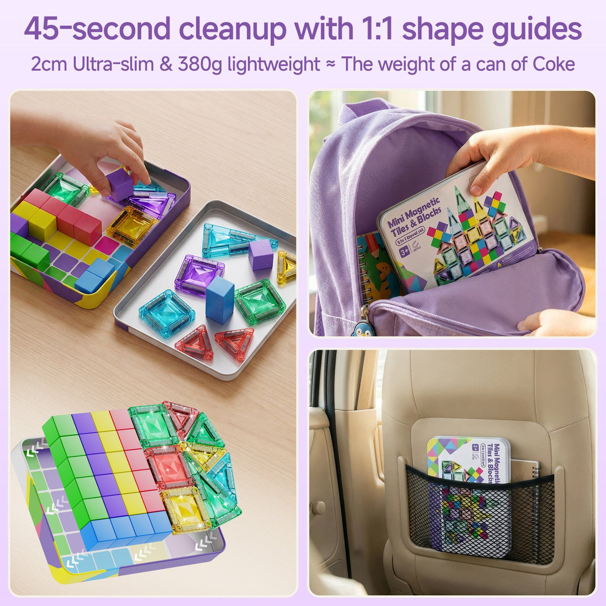 S1136 3-in-1 Magnetic Tiles & Magnetic Blocks Set S1136 image 2