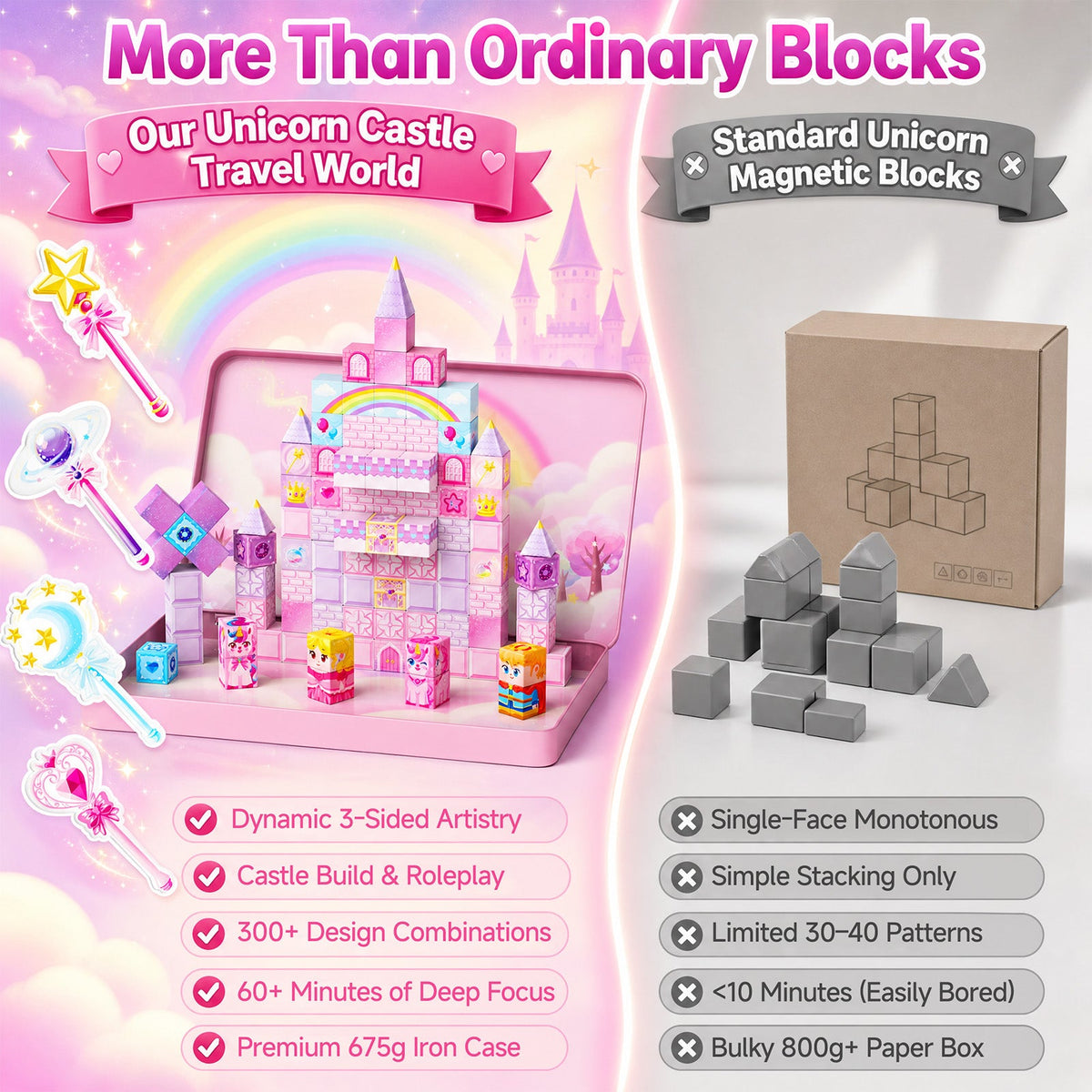 100-teiliges Magnetblock-Set Einhorn (2 cm) DJS-100