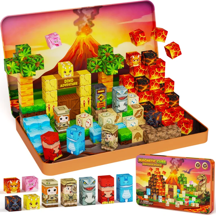 100-teiliges Magnetblock-Set Dinosaurier (2 cm) KL-100
