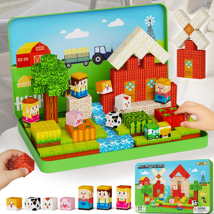100-teiliges Magnetblock-Set Bauernhoftiere (2 cm) NC-100