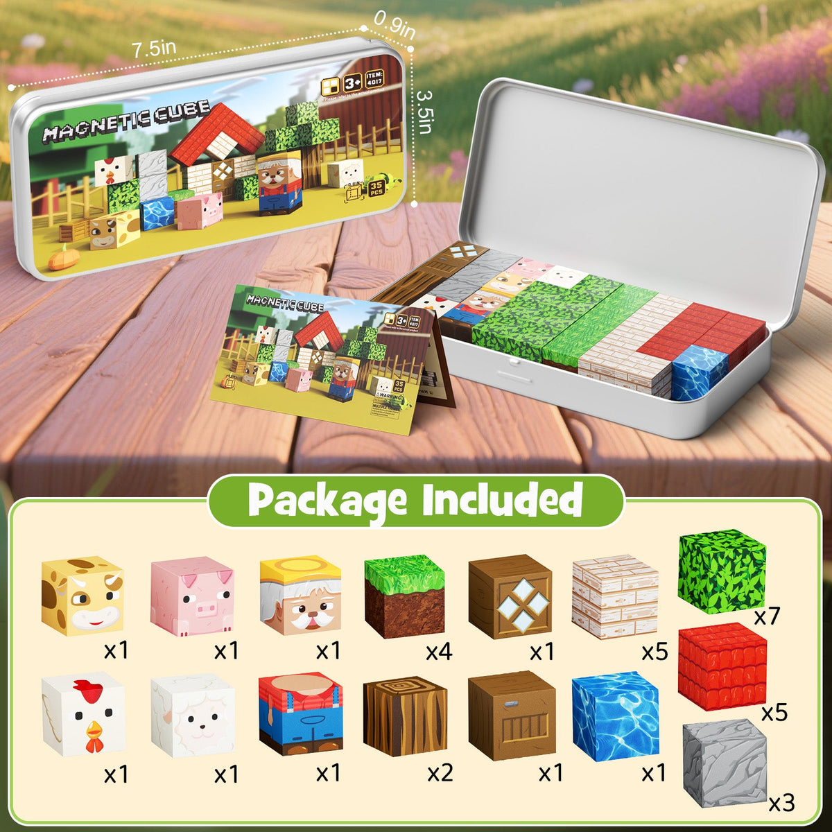 35-teiliges Magnetblock-Set Bauernhoftiere (2 cm) NC-035