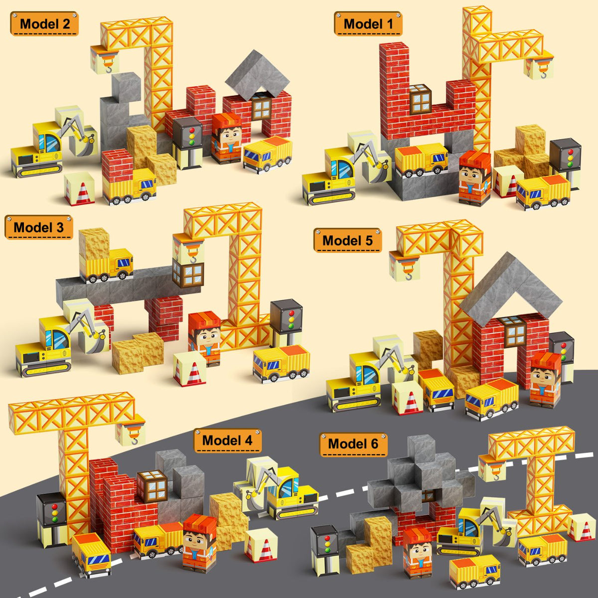 49-teiliges Magnetblock-Set Baustelle (1,875 cm) GC-049