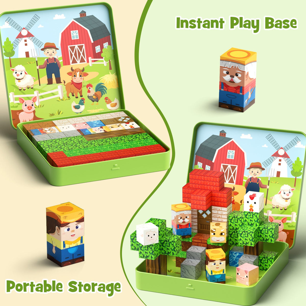 49-teiliges Magnetblock-Set Bauernhoftiere (2 cm) NC-049