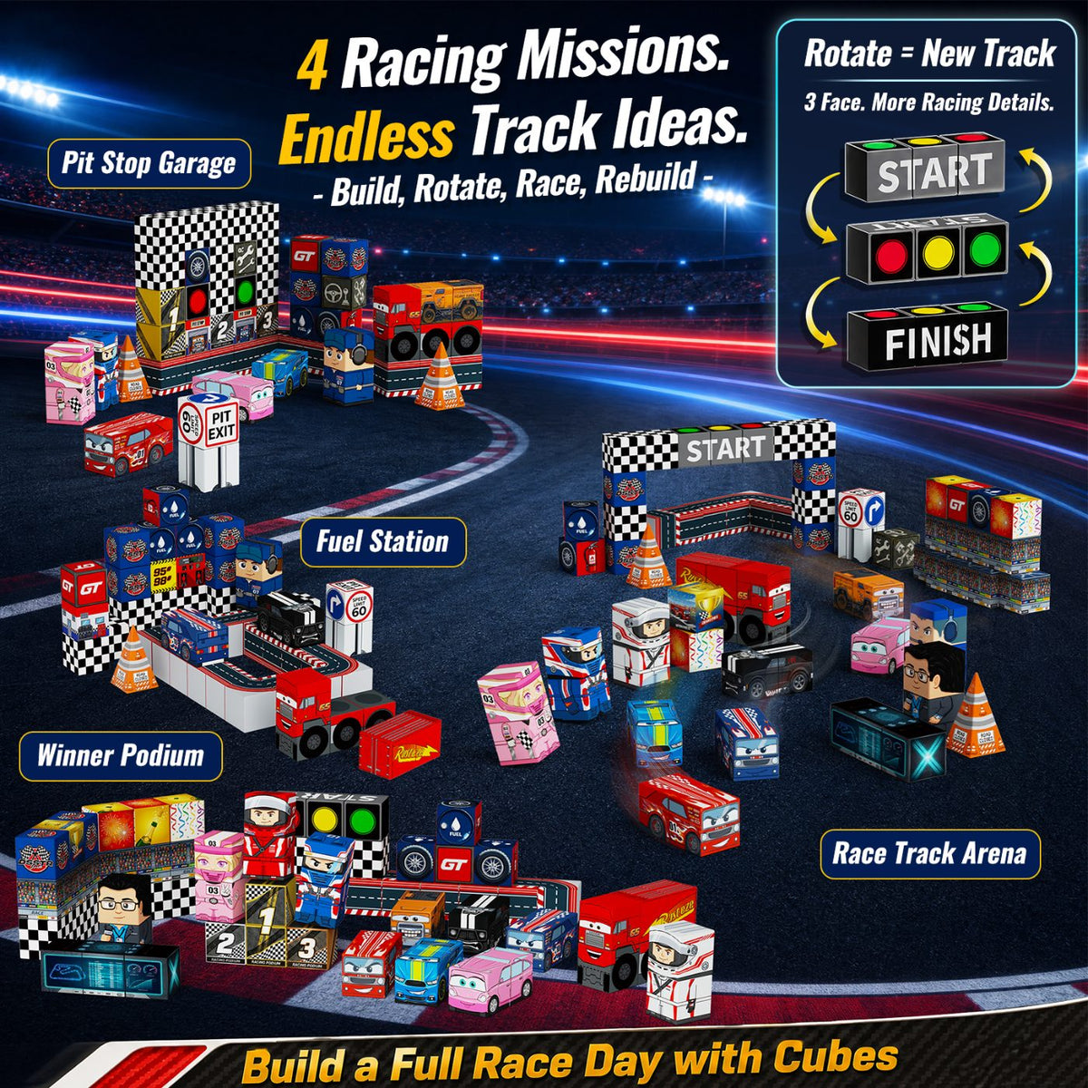 48-teiliges Magnetblock-Set Rennsport (2 cm) SC-048