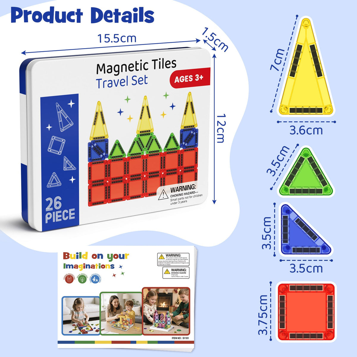 26PCS Magnetic Tiles S-1101W image 7