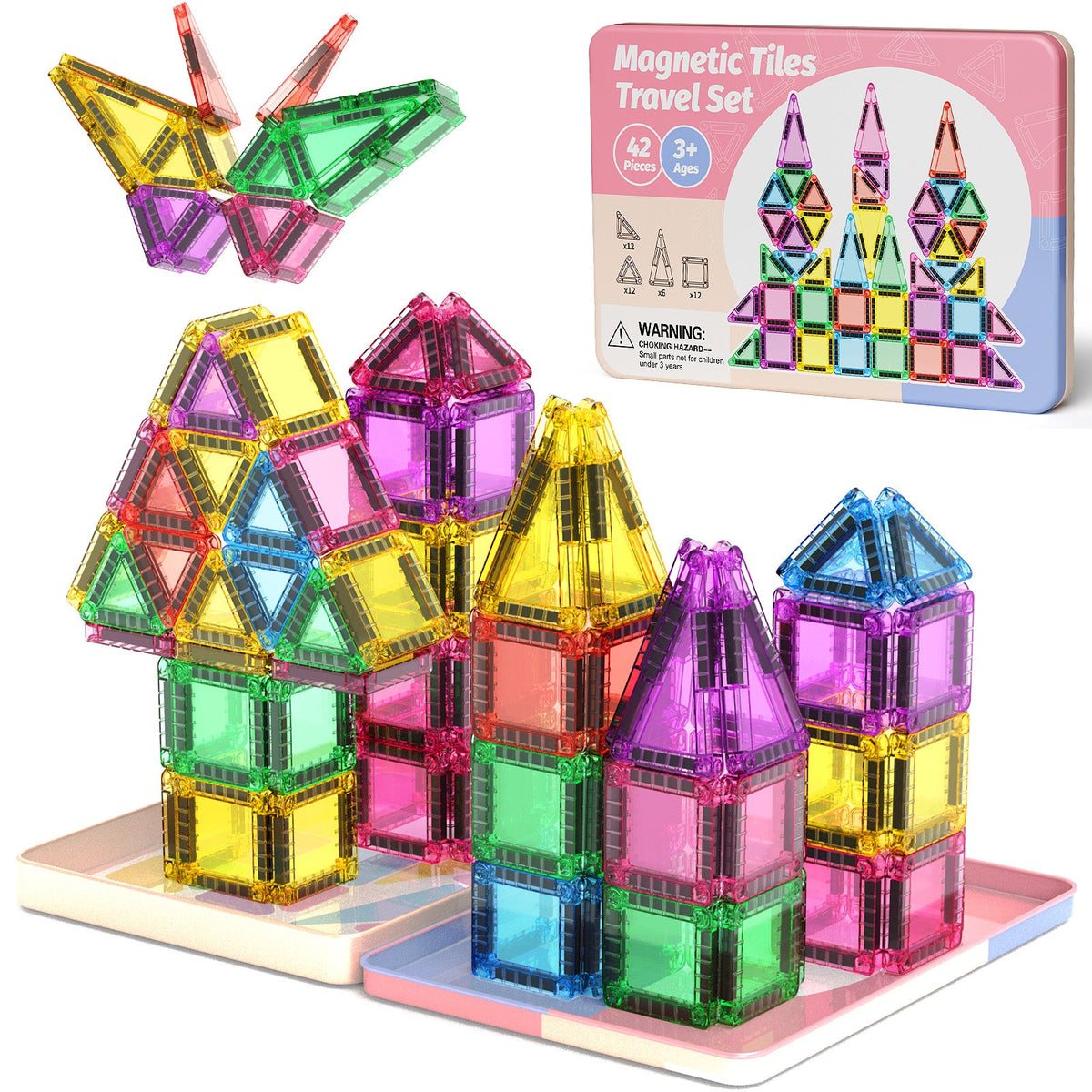 42PCS Candy Colors Magnetic Tiles Set S1105 image 12