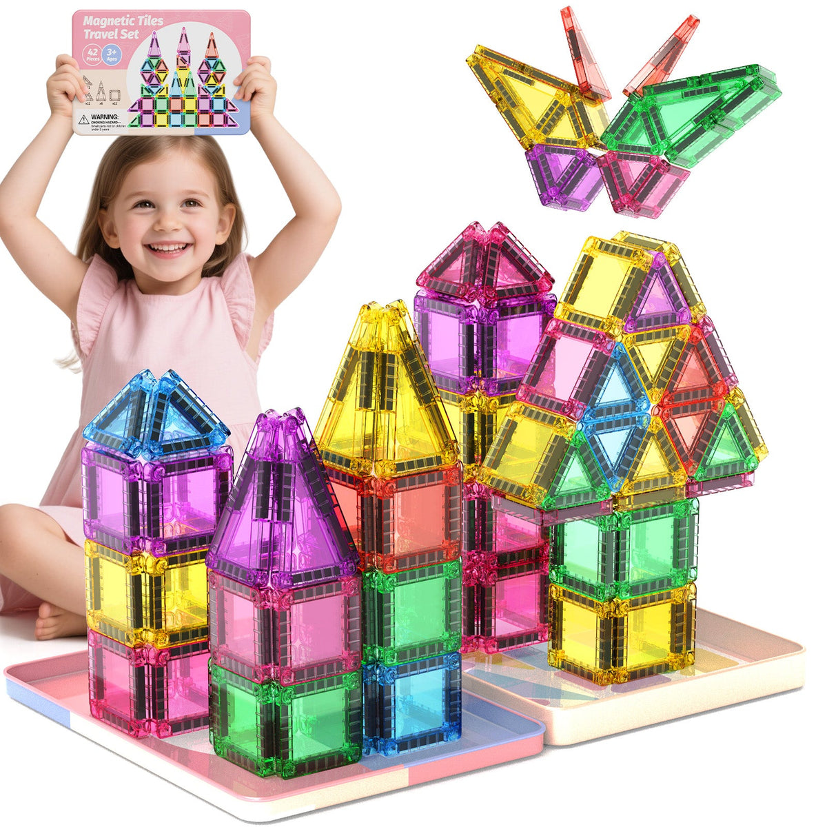 42PCS Candy Colors Magnetic Tiles Set S1105 image 13