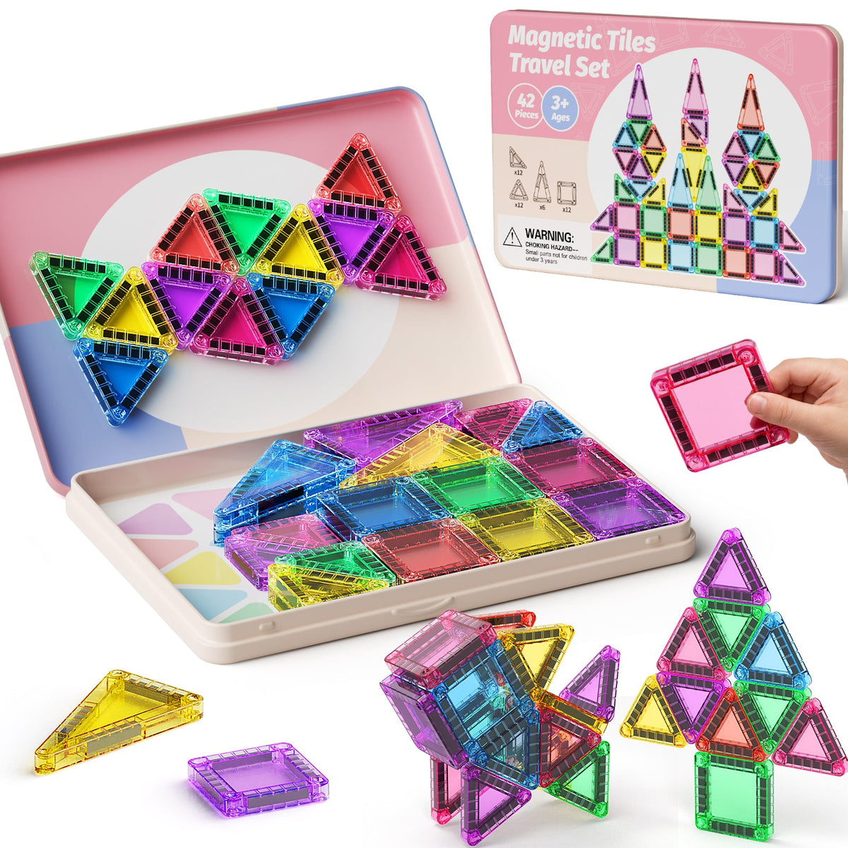42PCS Candy Colors Magnetic Tiles Set S1105 image 3