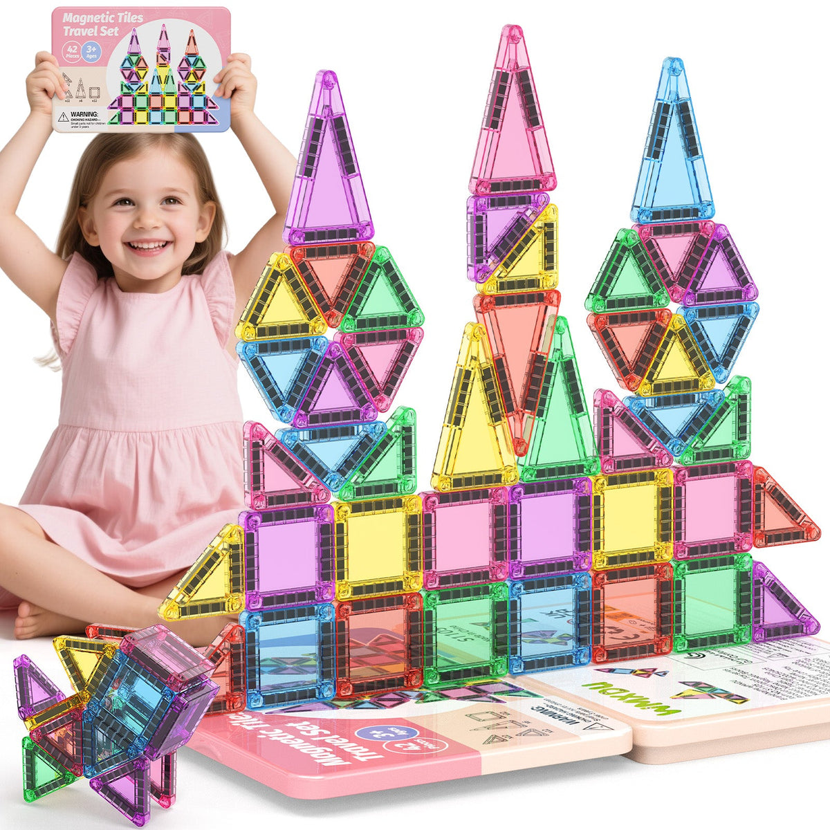 42PCS Candy Colors Magnetic Tiles Set S1105 image 5