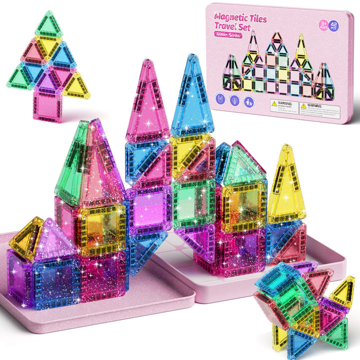 42-teiliges Magnetplatten-Set in glitzernden Bonbonfarben S1109