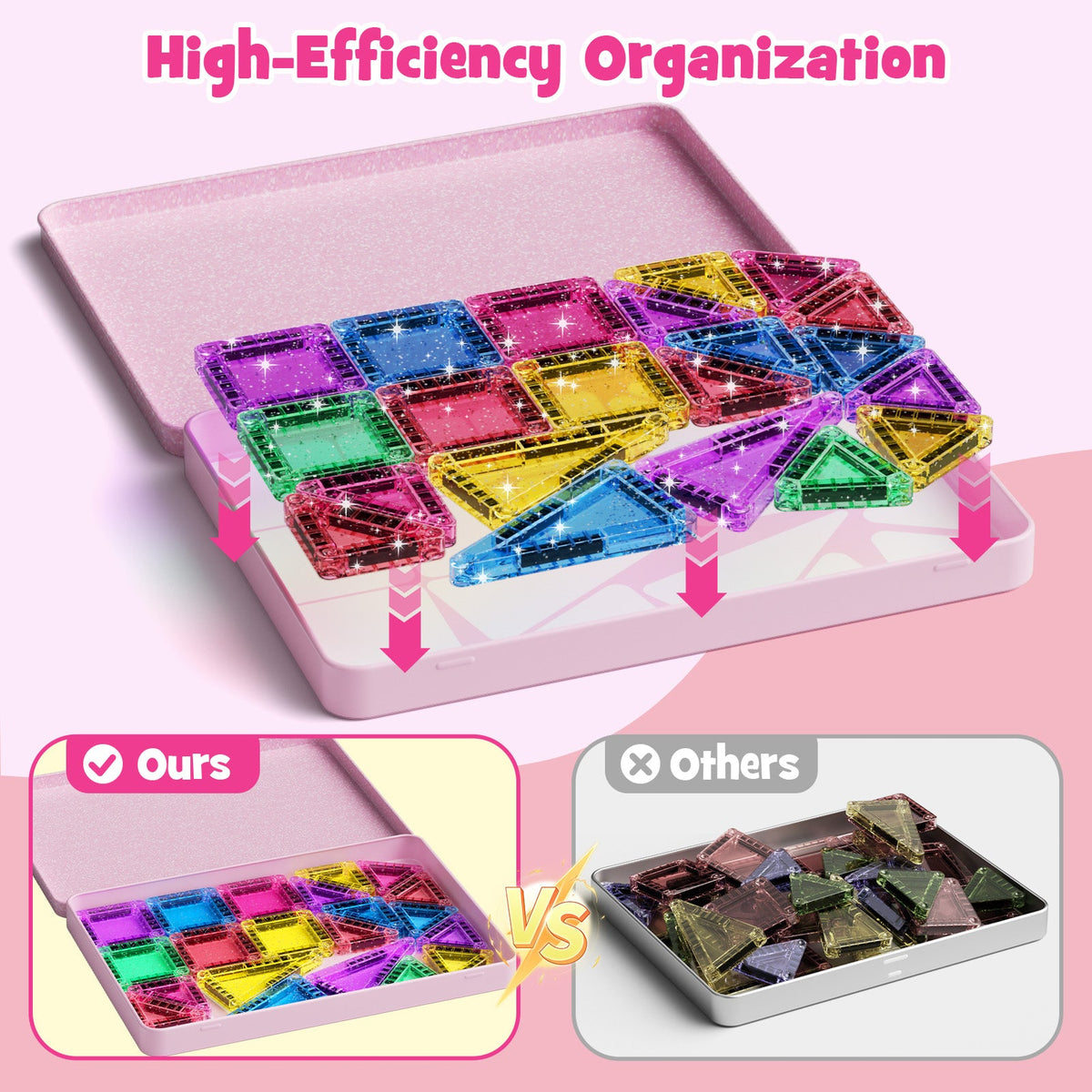 42PCS Glitter Candy Colors Magnetic Tiles Set S1109 image 8