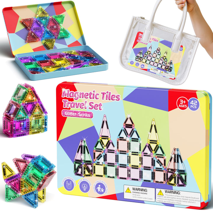 42-teiliges Magnetplatten-Set in glitzernden Bonbonfarben S1110