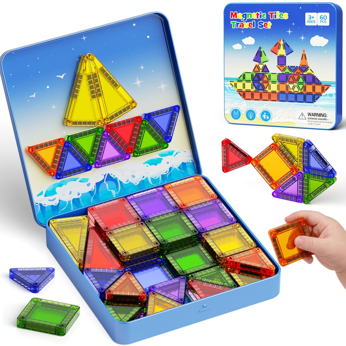 60PCS Classic Colors Magnetic Tiles Set S1113 image 2