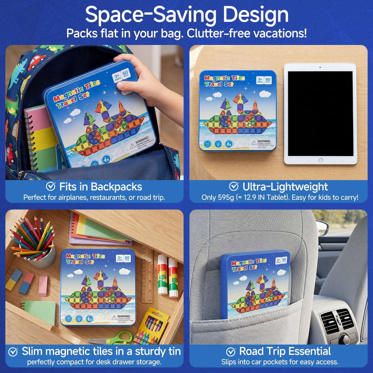 60PCS Classic Colors Magnetic Tiles Set S1113 image 4