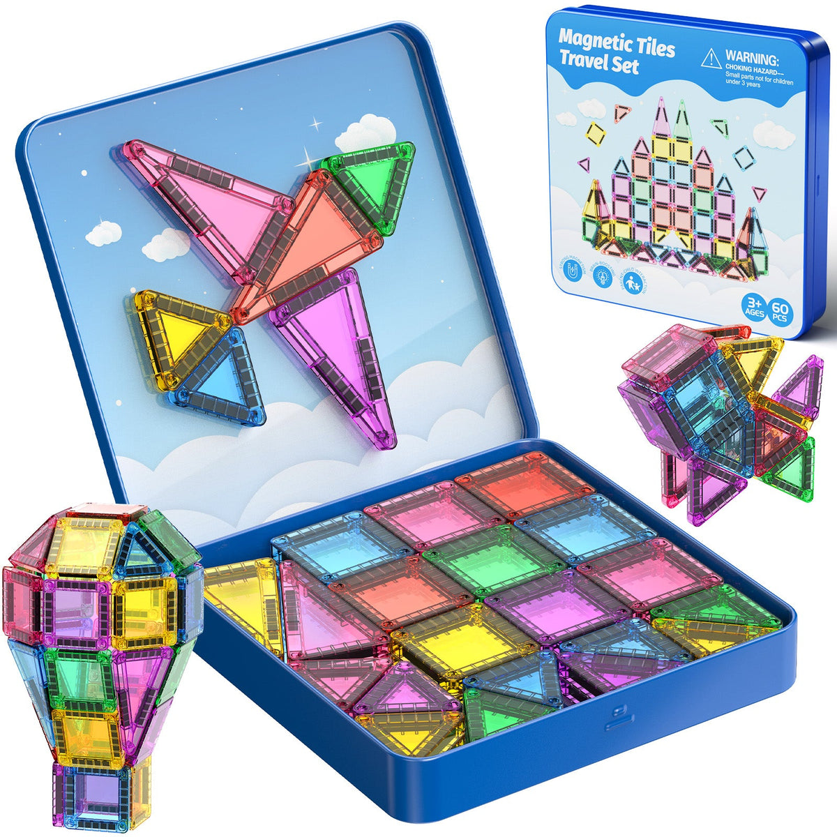 60PCS Candy Colors Magnetic Tiles Set S1114 image 11