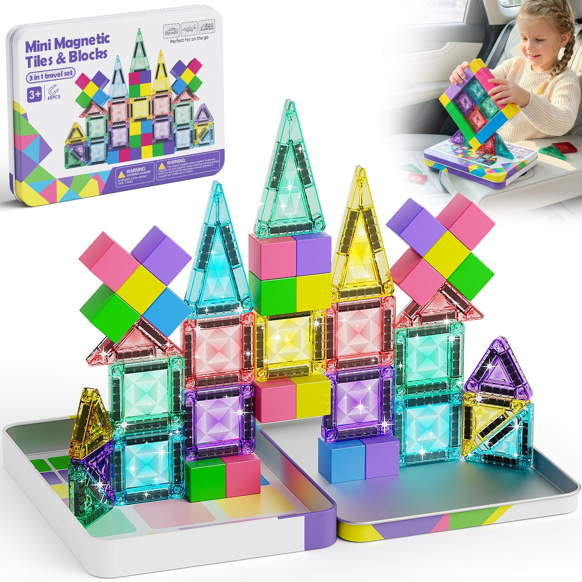 S1136 3-in-1 Magnetic Tiles & Magnetic Blocks Set S1136 image 5