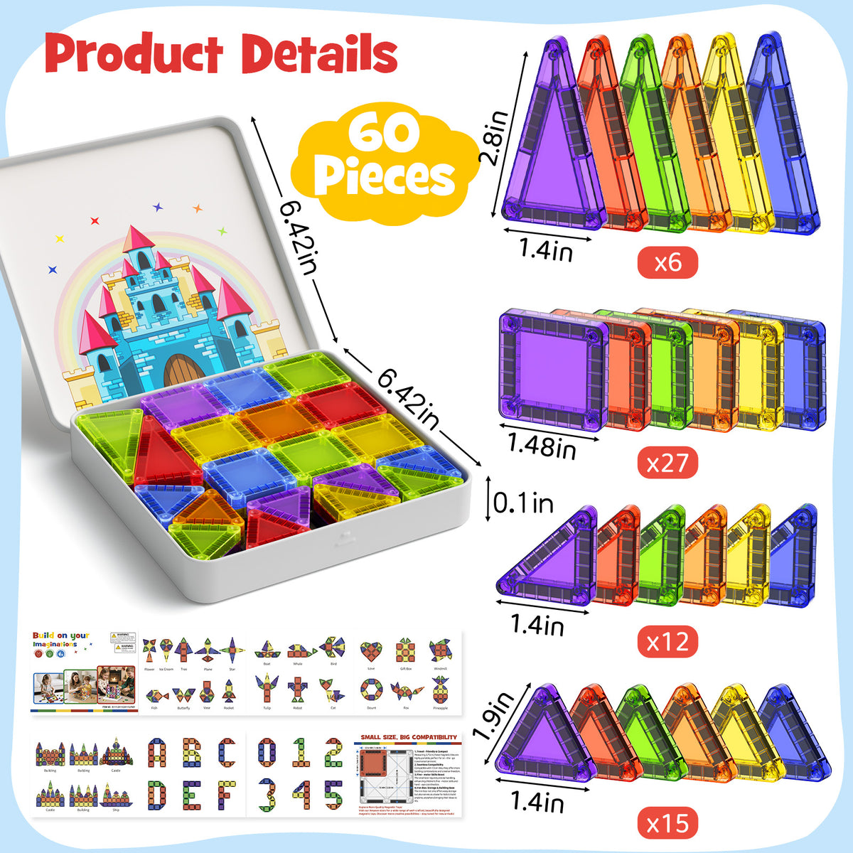 Burgkidz 60-teiliges Magnetplatten-Set in klassischen Farben S1112 - Bild 6